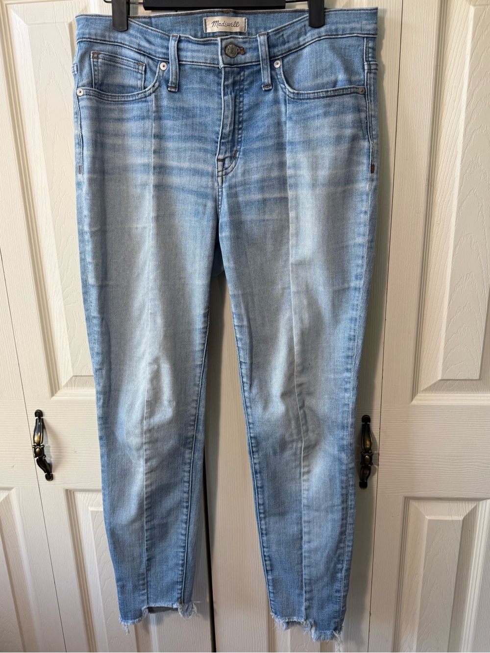 Madewell High Rise Skinny Jeans Light Wash Frayed Raw Hem Womens Size 30